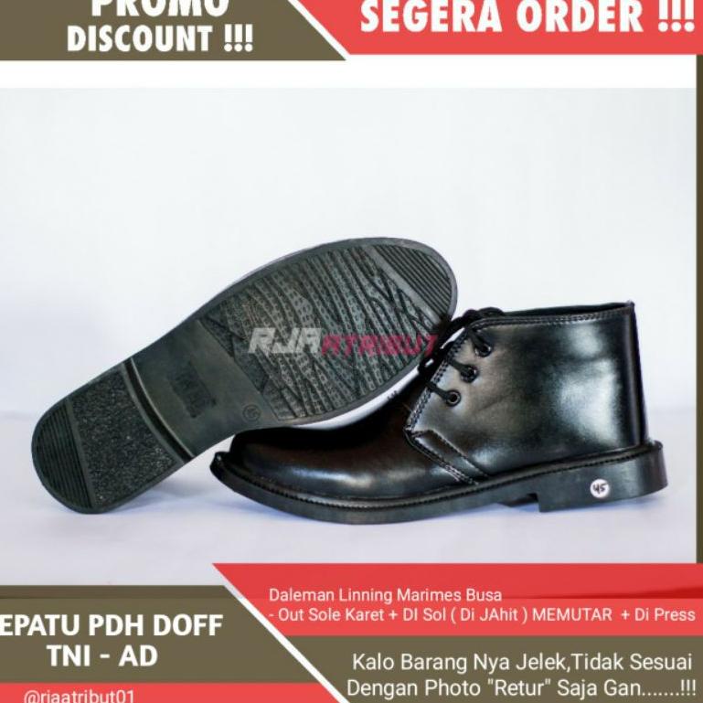 Hot Sale Sepatu Pdh Dop Pendek Jatah TNI AD Sol karet logo Tni Ad