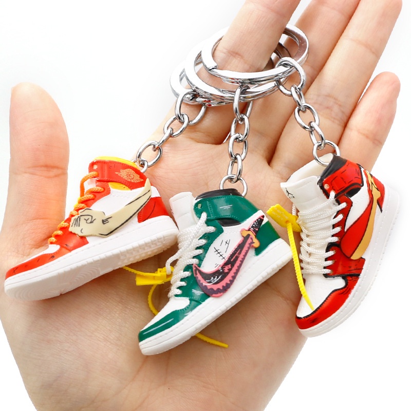 Mini Sneakers Gantungan Kunci 3D Model Tiga Dimensi Sepatu Sneakers Basket Keychain Ransel Liontin Gantungan Kunci Mobil Hadiah Untuk Pacar