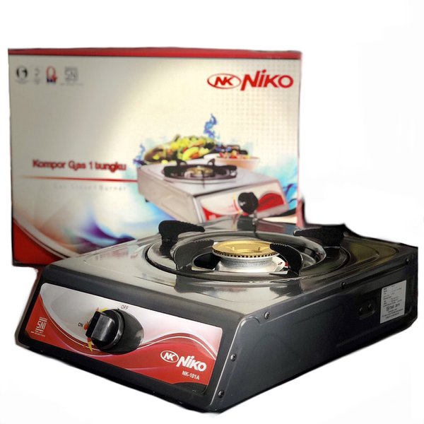 Kompor SNI Gas Niko 1 tungku stainles+selang regulator paket