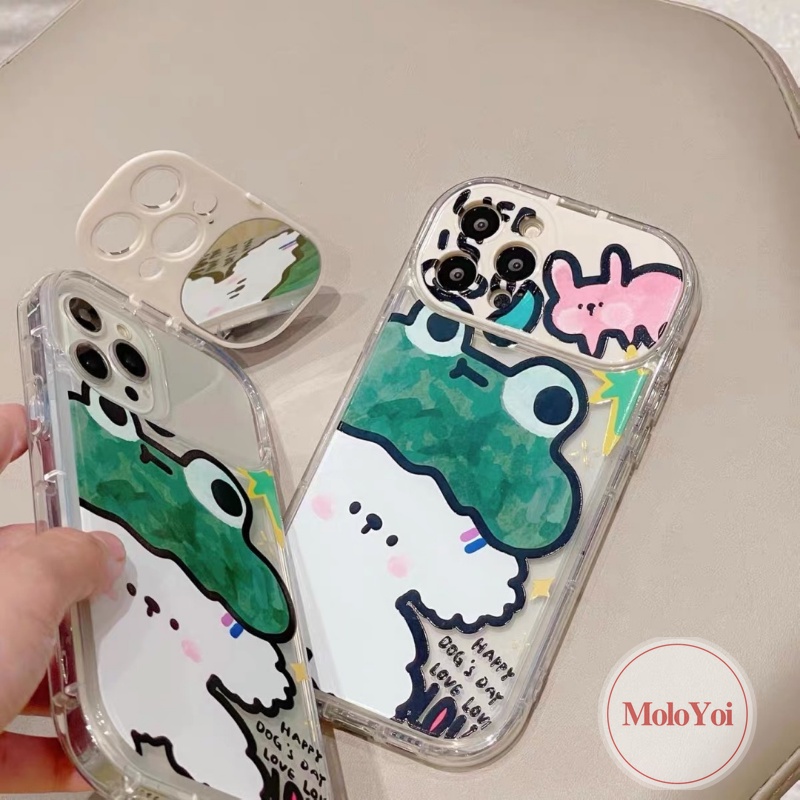 IPHONE Flip Make Up Mirror Case Kompatibel Untuk Iphone14 11 12 13 Pro MAX XR 7 8 14 Plus X XS MAX SE 2020 Graffiti Lucu Kartun Hewan Kodok Anjing Kelinci Soft Case