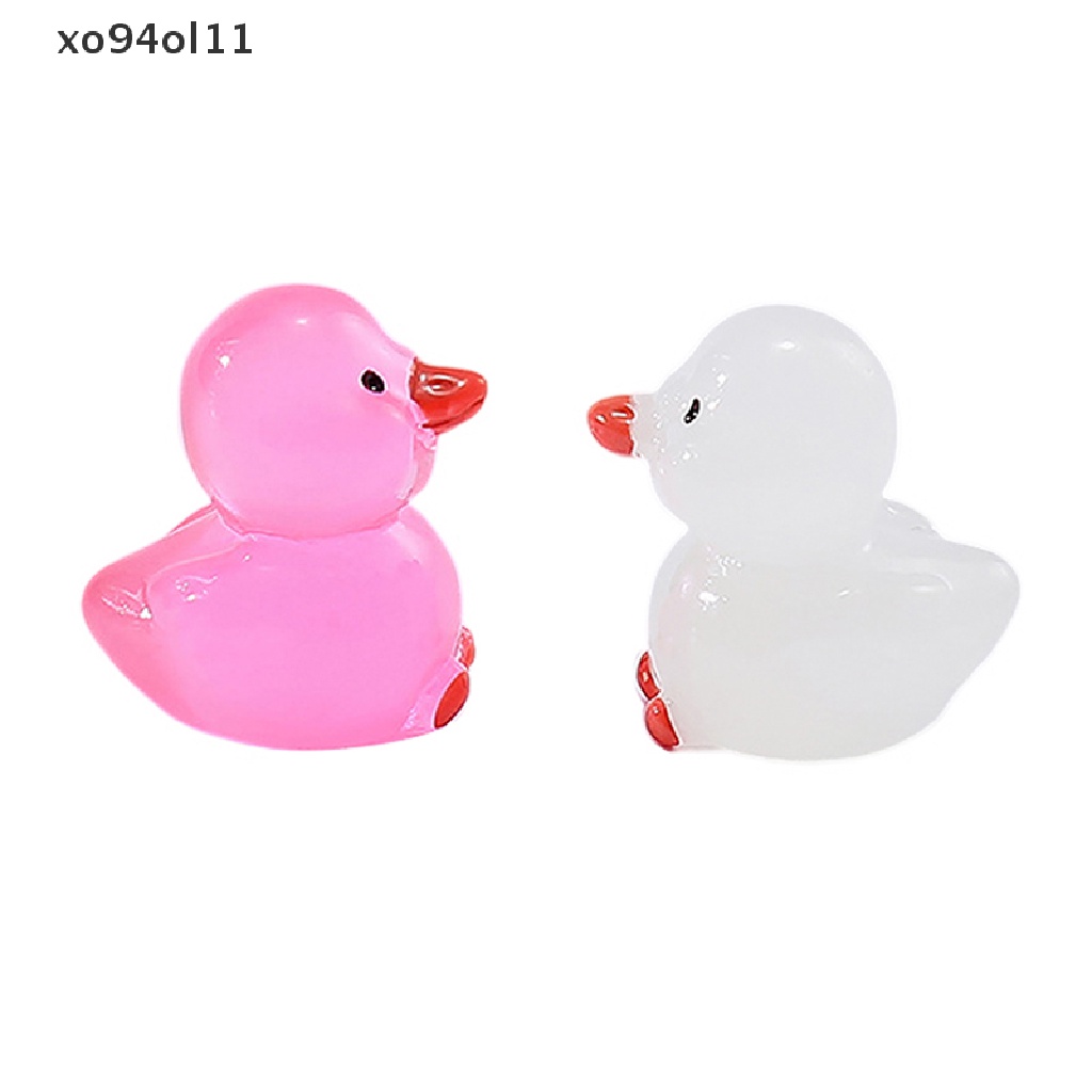 Xo 10Pcs Mini Luminous Resin Ducks Glow in The Dark Miniatur Ornamen Bebek Kecil Untuk Taman DIY Rumah Boneka Bebek Aksesoris OL