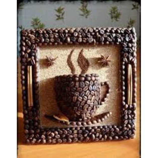 pigura kolase mozaik biji kopi