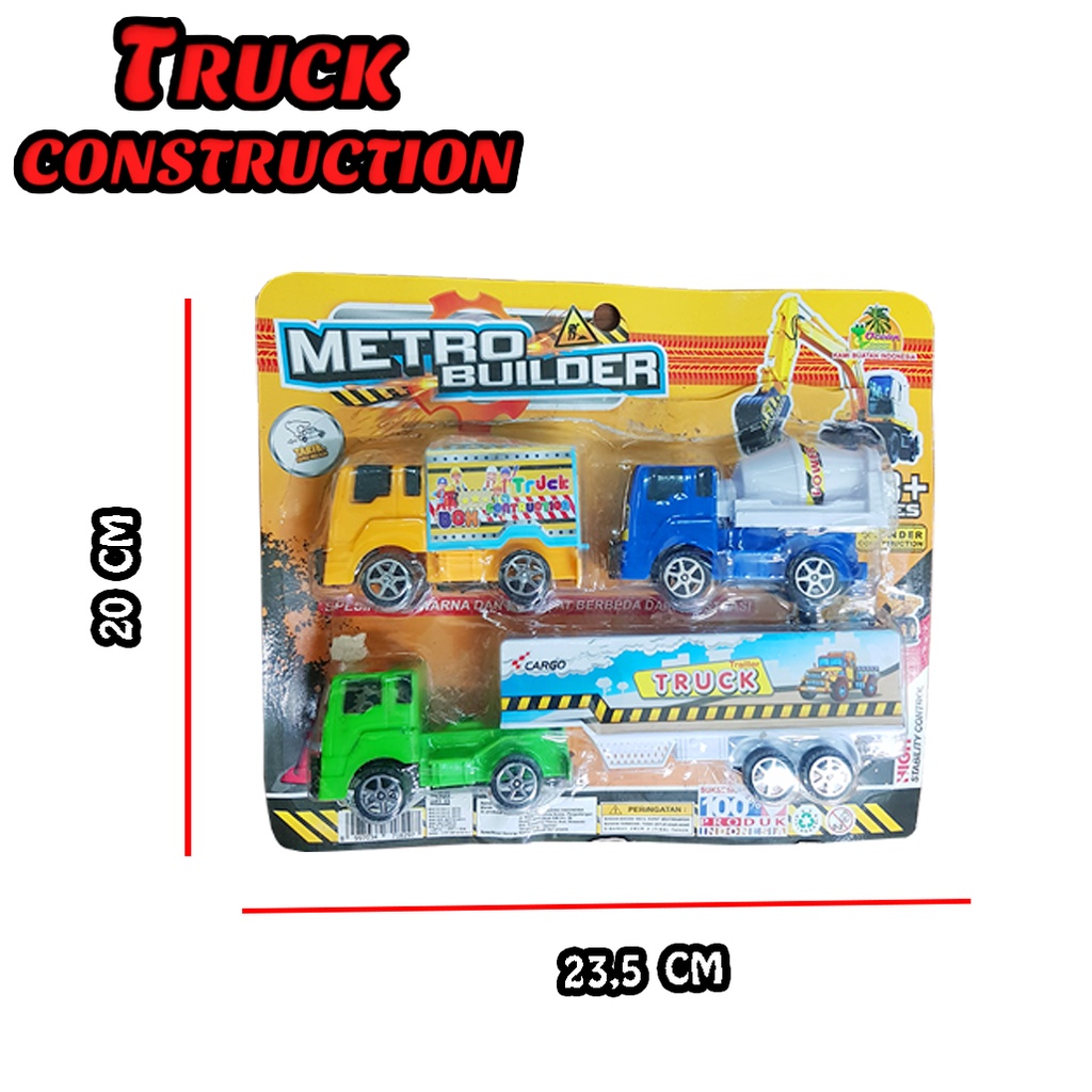 Mainan Anak Truck Contrucstion / Mainan Truck Metro Builder 3PC 6335