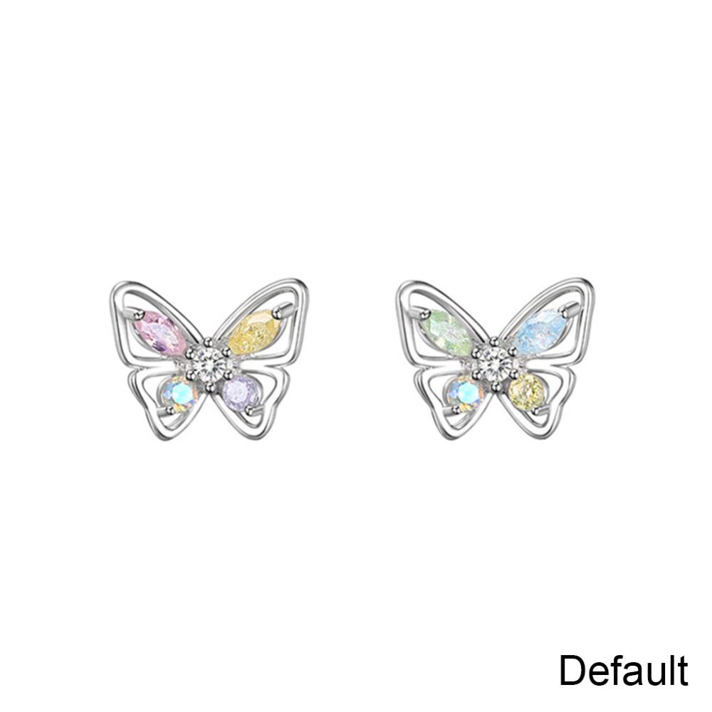 Timekey Anting Kupu-Kupu Warna-Warni Sederhana Temperamen Telinga Studs Wanita Serbaguna Anting Perhiasan Aksesoris F1K8