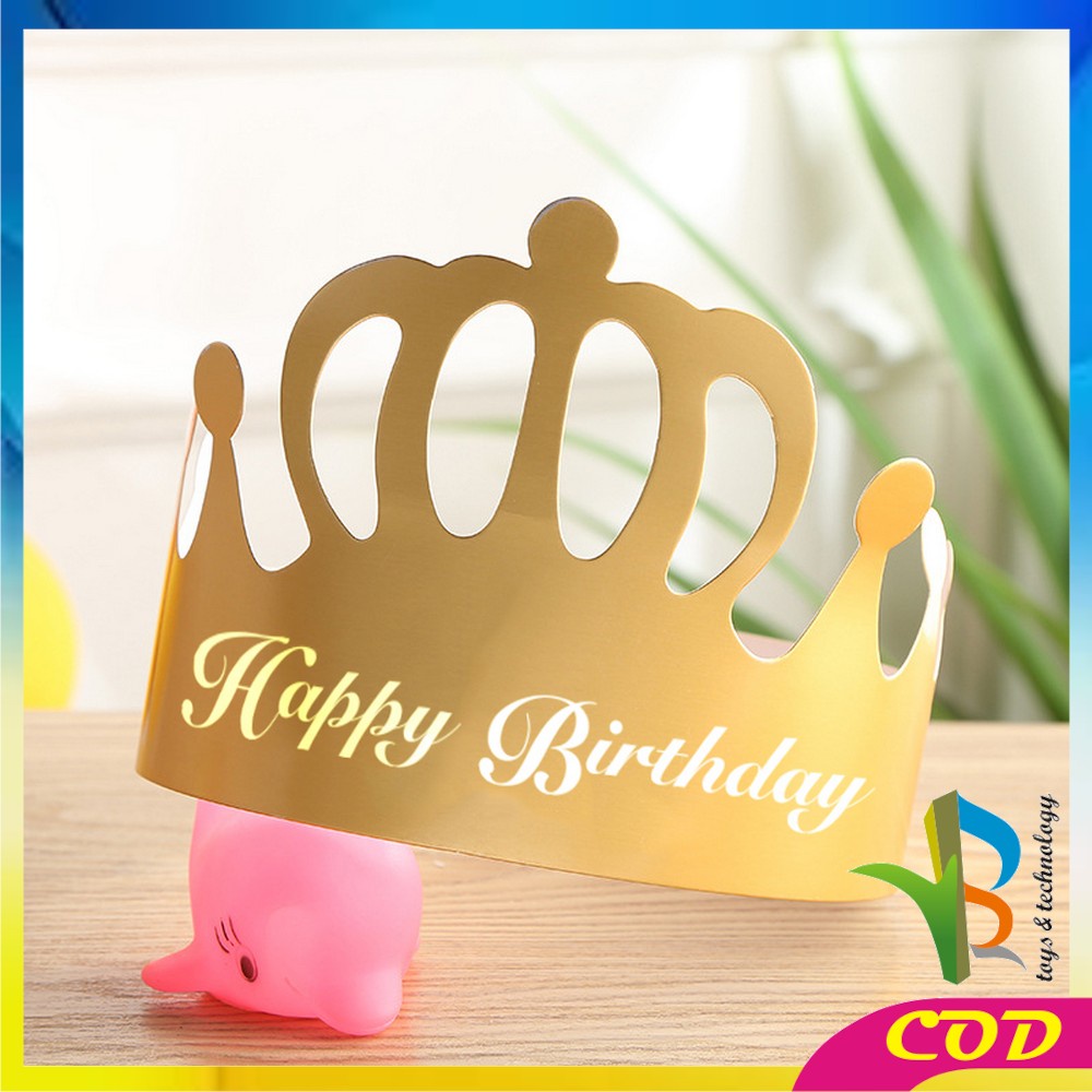 RB-C790 Topi Anak Ulang Tahun Kertas Bentuk Mahkota / Crown Happy Birthday Party Hat Topi Kertas HBD Dekorasi Pesta