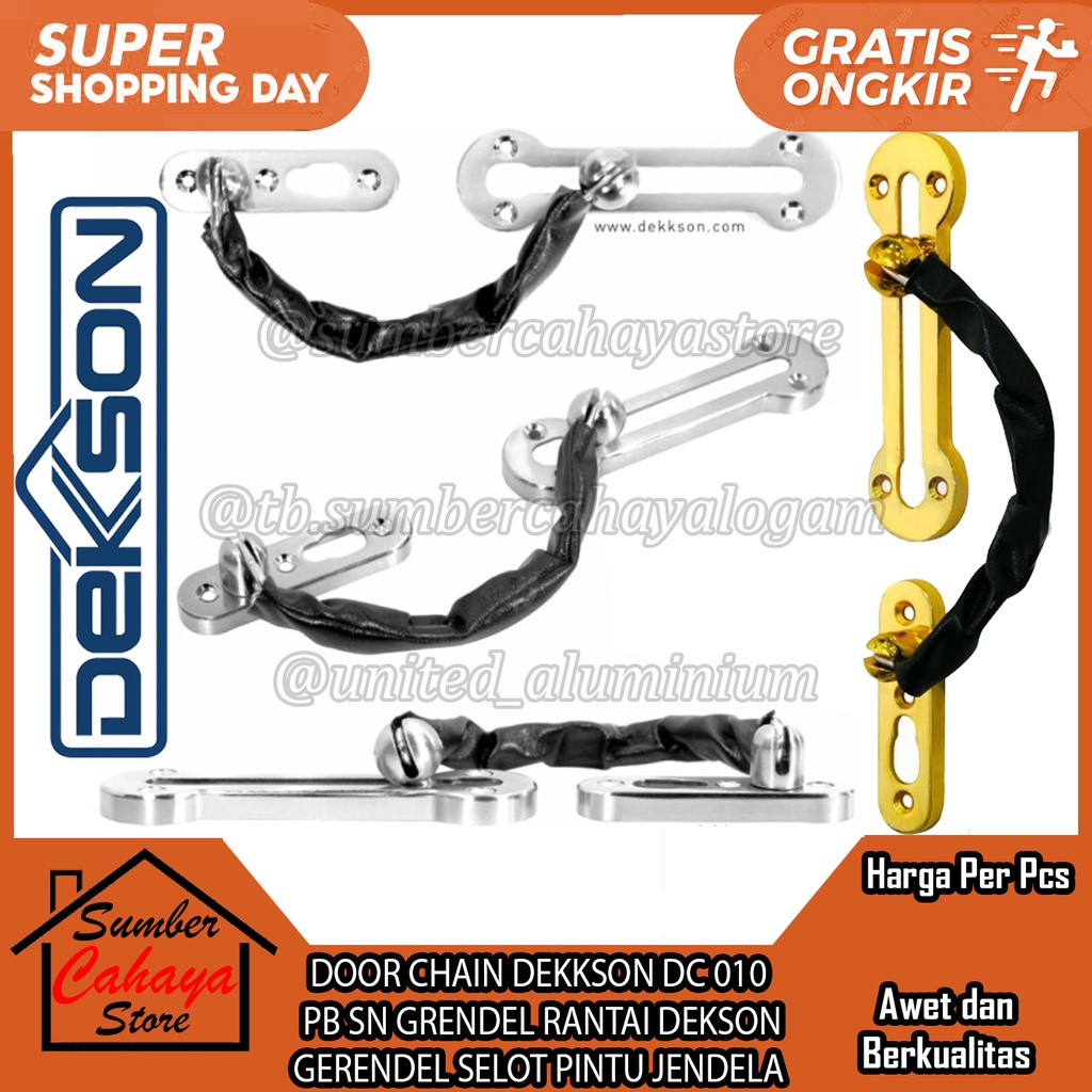 GRENDEL SLOT RANTAI DEKSON DOOR CHAIN DEKKSON DC 010 PB SN GERENDEL SELOT PINTU JENDELA GUDANG RUKO 