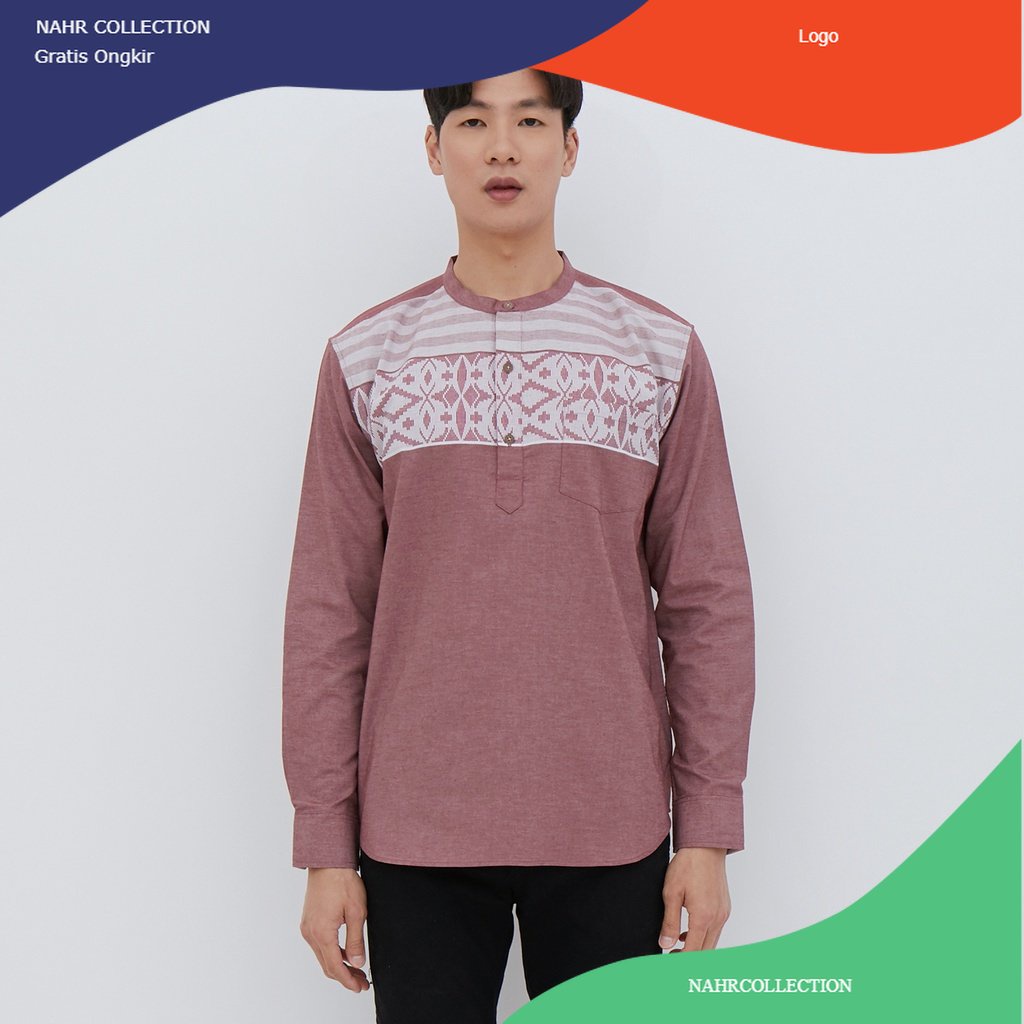 Kemeja Pria Koko Panjang Maroon