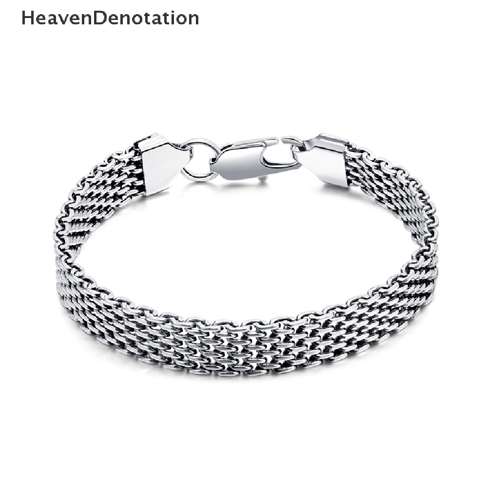 [HeavenDenotation] Vintage Serbaguna Pria Gelang Bangle Hadiah Natal Gelang Stainless Steel Berongga Jala Baja Titanium Ornamen Tangan HDV