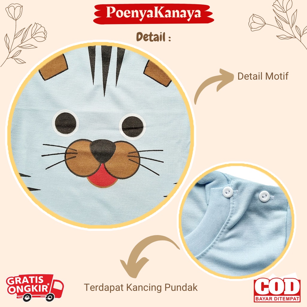 Setelan Baju Bayi Piyama PENDEK KUCING WARNA Viori Size 6-18 Bulan STL27