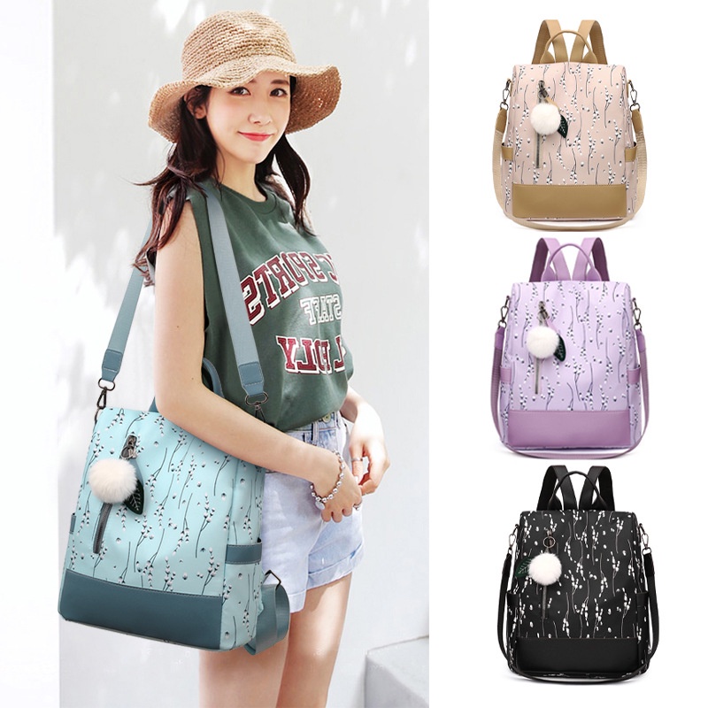 MB / Tas Ransel Sekolah Cewek Fashion Corak Bunga Kekinian Backpack Kampus /Kuliah W08