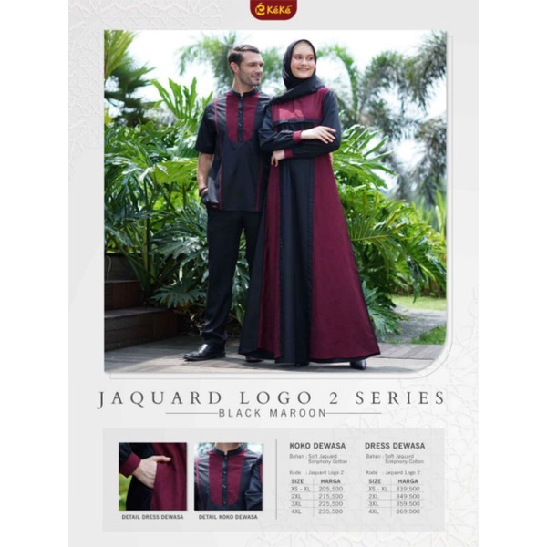 KEKE Gamis Dewasa Jaquard logo 2 Black Maroon Gamis Wanita Muslimah