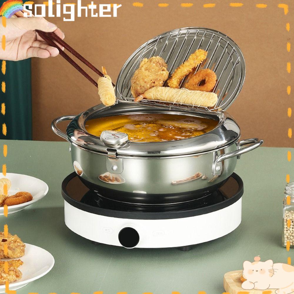 Panci Deep Frying Solighter20/24CM Jepang304Alat Masak Stainless Steel Alat Dapur Tempura Dapur