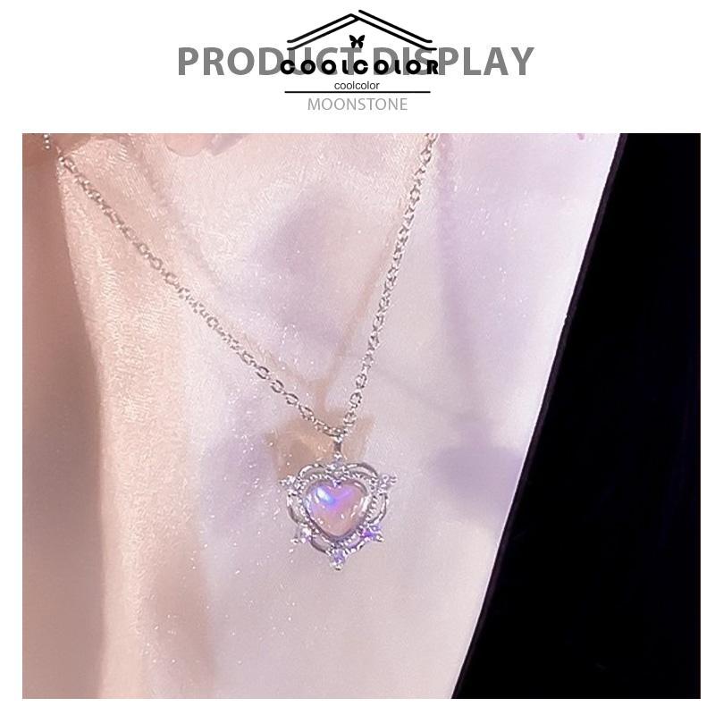 COD❤️Kalung hati yang manis gaya mewah ringan musim panas wanita desain tinggi- cl