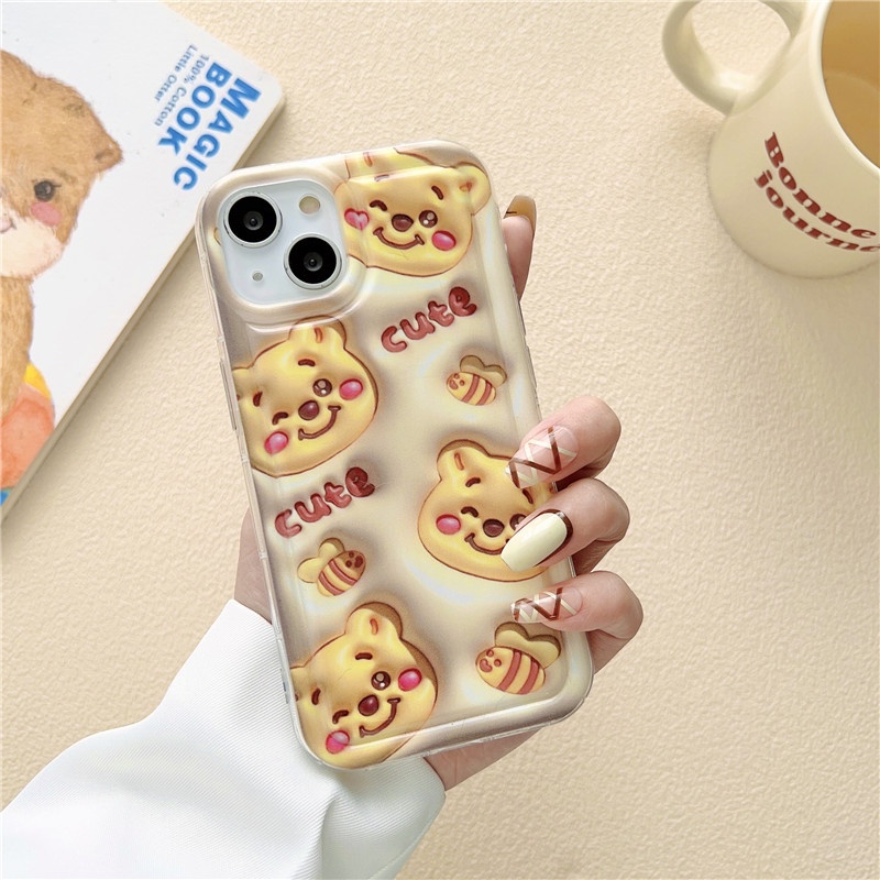 IPHONE Airbag Casing Hp Winnie Bear Anti Jatuh Iphone11 12 13 14 Pro Max X Xs Xr 7 8 Plus Sarung Case Shockproof