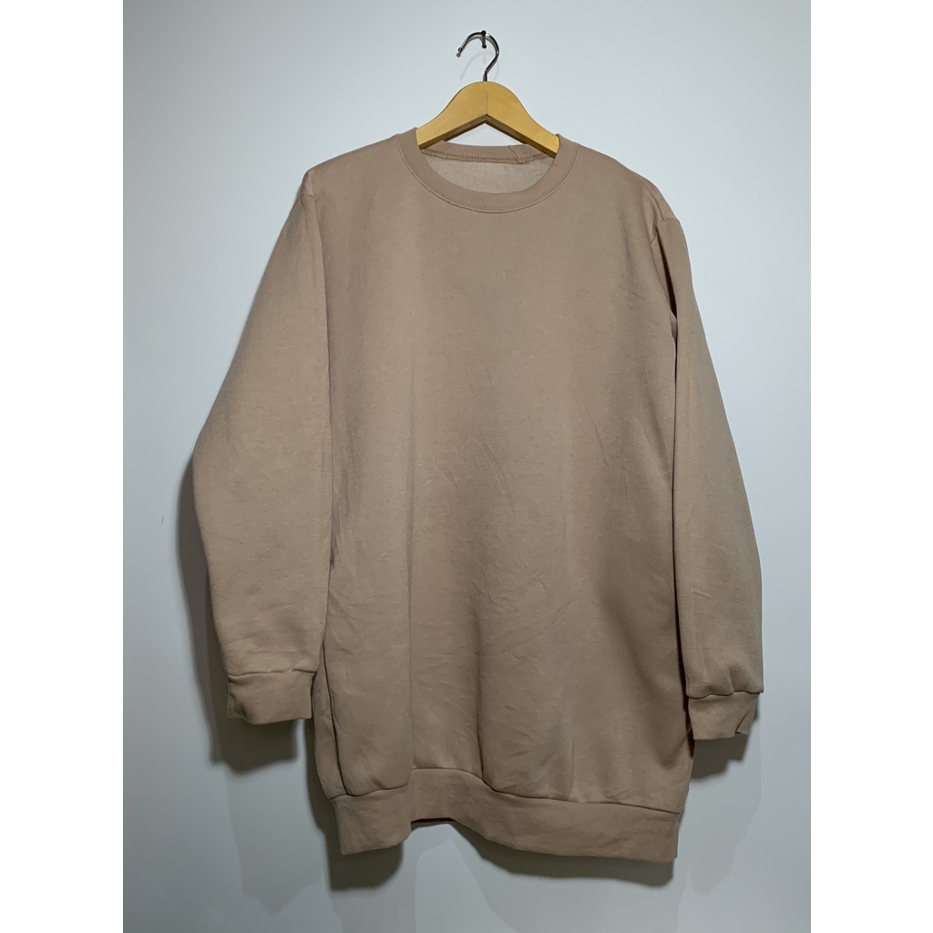 basic polos long crewneck brown size M - second