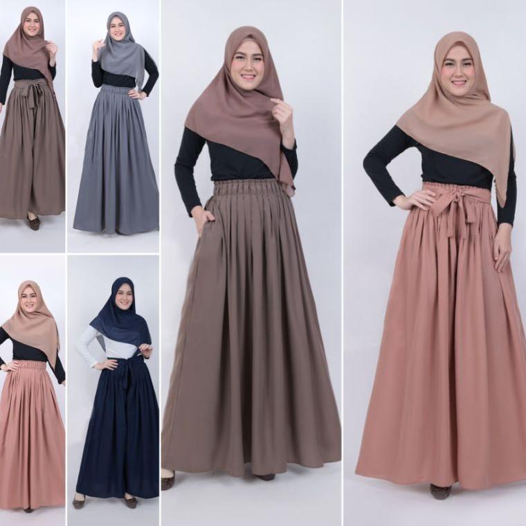 CHEKOUT Rok panjang wanita bahan wois / rok rempel polos / rok kerja / rok kuliah