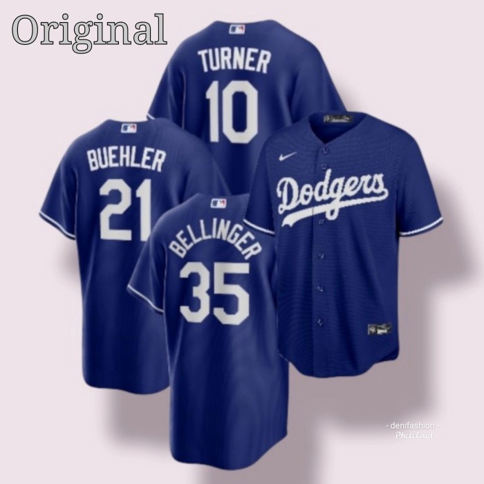 Jersey Mlb Baseball Authentic Original Nike La Dodgers Blue Asli Ori