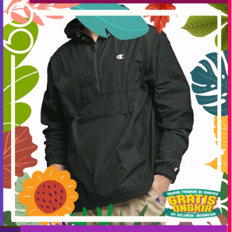 Jaket Hoodie Parasut Champion/Jaket Sauna Champion / green tosca