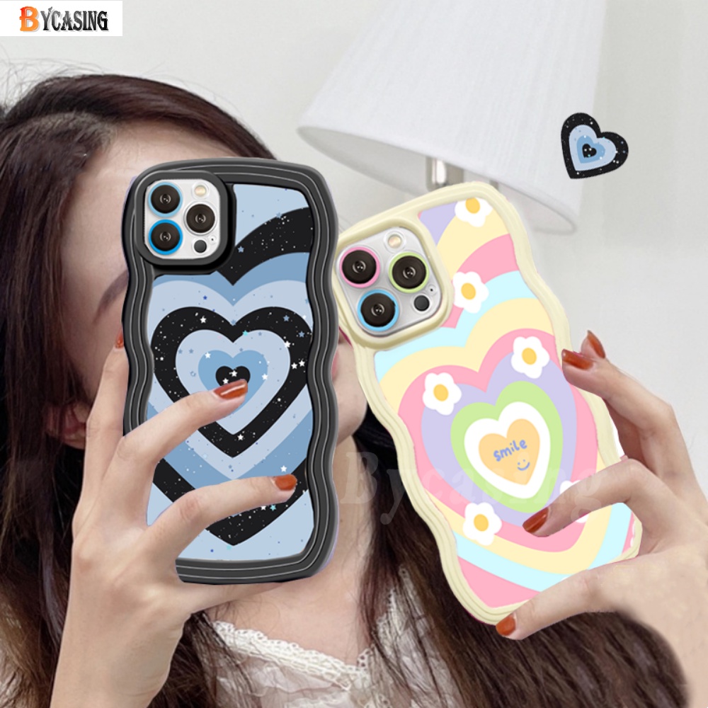 Redmi Note11 Pro Note11S Redmi 10 10C 10A 9C 9A 9T Note10 5G 10s Note9 Note8 Poco M5S X3 NFC M3 Redmi A1 Bling Bintang Gradasi Pelangi Love Hati Wavy Edge Soft Phone Case BY