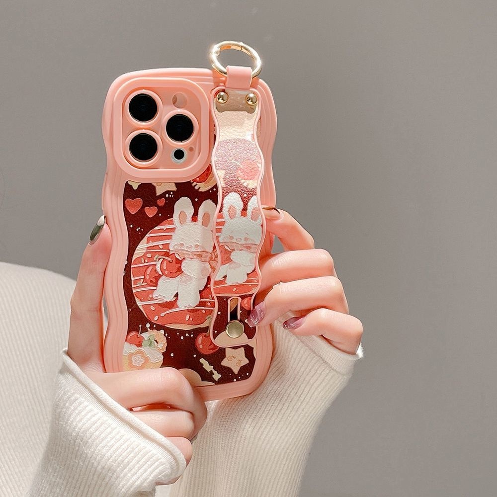 IPHONE Casing Ponsel Desain Kelinci Donat Bentuk Gelombang Besar Kompatibel Dengan Iphone12 13 14 11 Pro Max X Xs Max Xr Dsxct