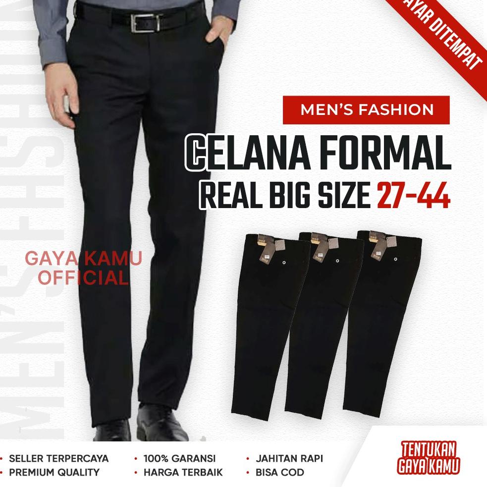 Best Seller Celana Hitam Panjang Kantor Kerja Formal Bahan Kain Katun Kondangan Pria Slim Fit Keren 