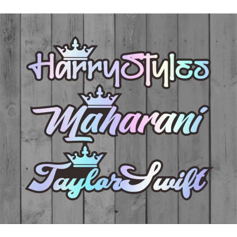 

Stiker Nama Mahkota Qween & King Custom tulisan Hologram