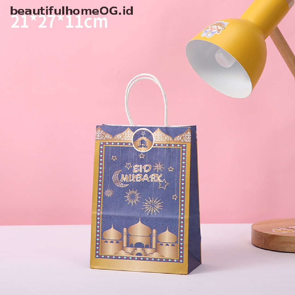 // Beautifulhomeog.id// 6pcs/set Tas Bingkisan Kertas Eid Mubarak Ramadhan Favo r Bag Untuk Hadiah Perlengkapan Pesta **