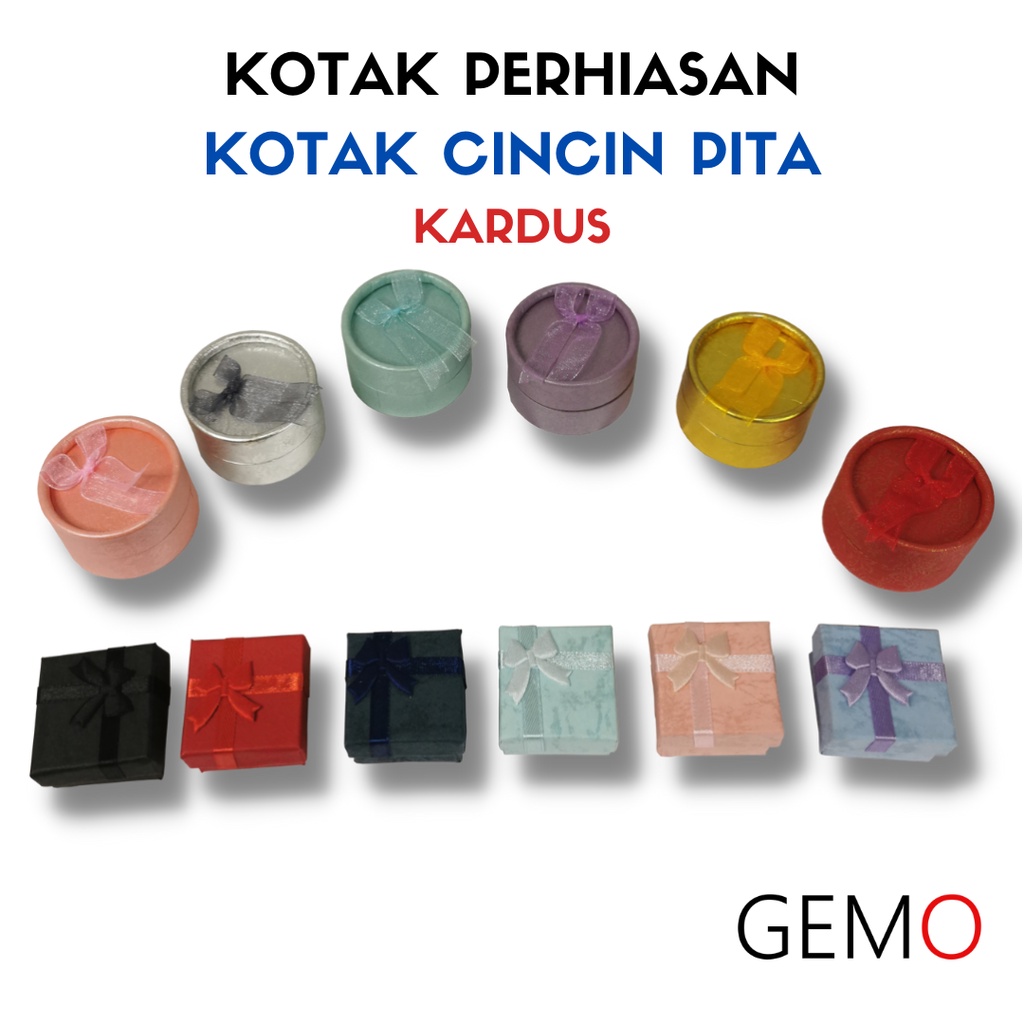 Kotak Cincin Dus Pita Warna Perhiasan - Ring Jewelry Box empat Perhiasan Murah Cocok Untuk Gift / Hadiah, Lamaran, Mahar Pernikahan, Hantaran Tunangan, Seserahan Pernikahan