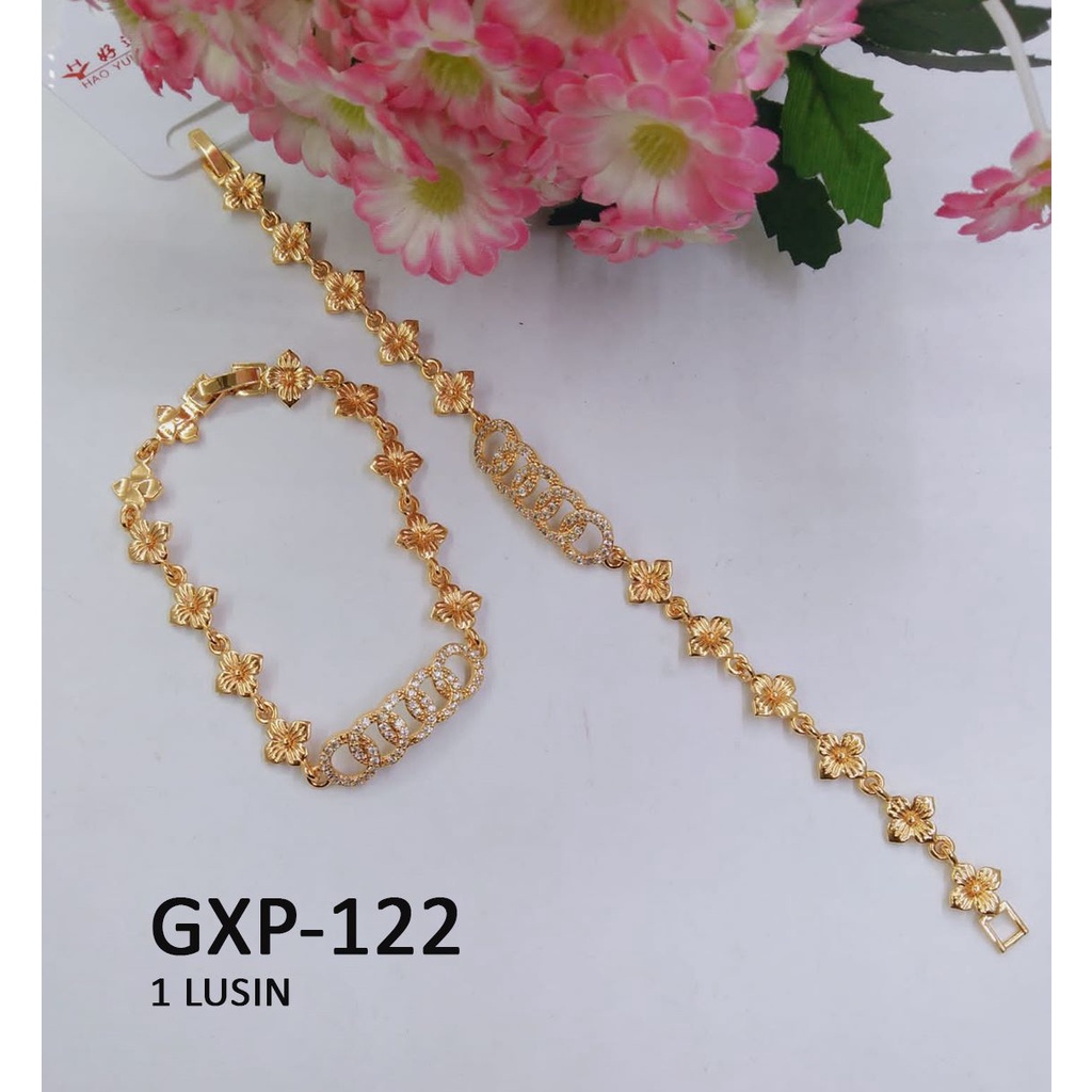 [1 LUSIN ISI 12] GELANG XP RANTAI EMAS GOLD BUNGA BULAT BULAT DIAM TERMURAH / DUNIA GELANG TERBARU