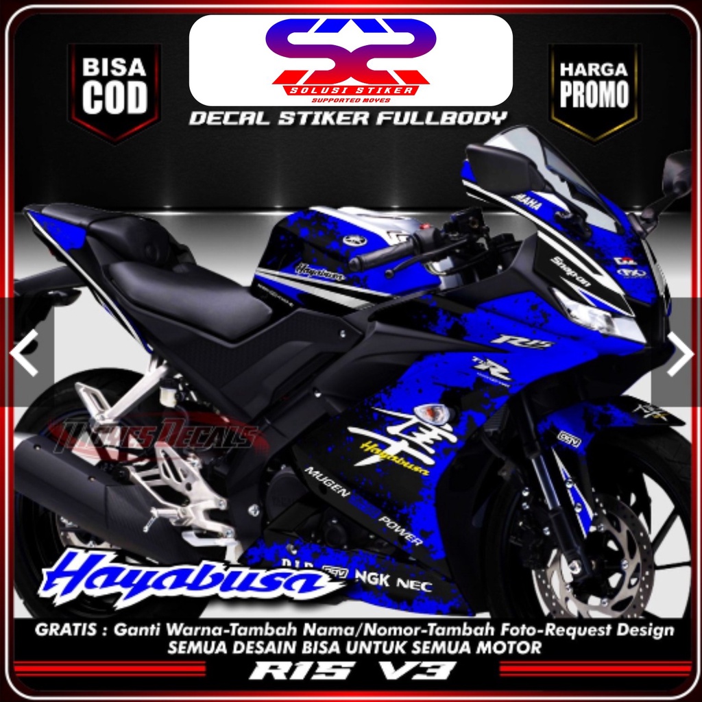 COD  Bayar Di Tempat Decal Stiker R15 V3 Motif Hayabusa Biru Full Body Decal R15 V3 FullBody