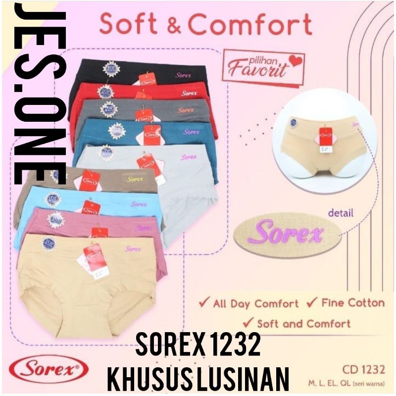 Grosir Sorex 1232 Khusus Lusinan 12pc Soft Comford Wanita TOKO KEANULOVA