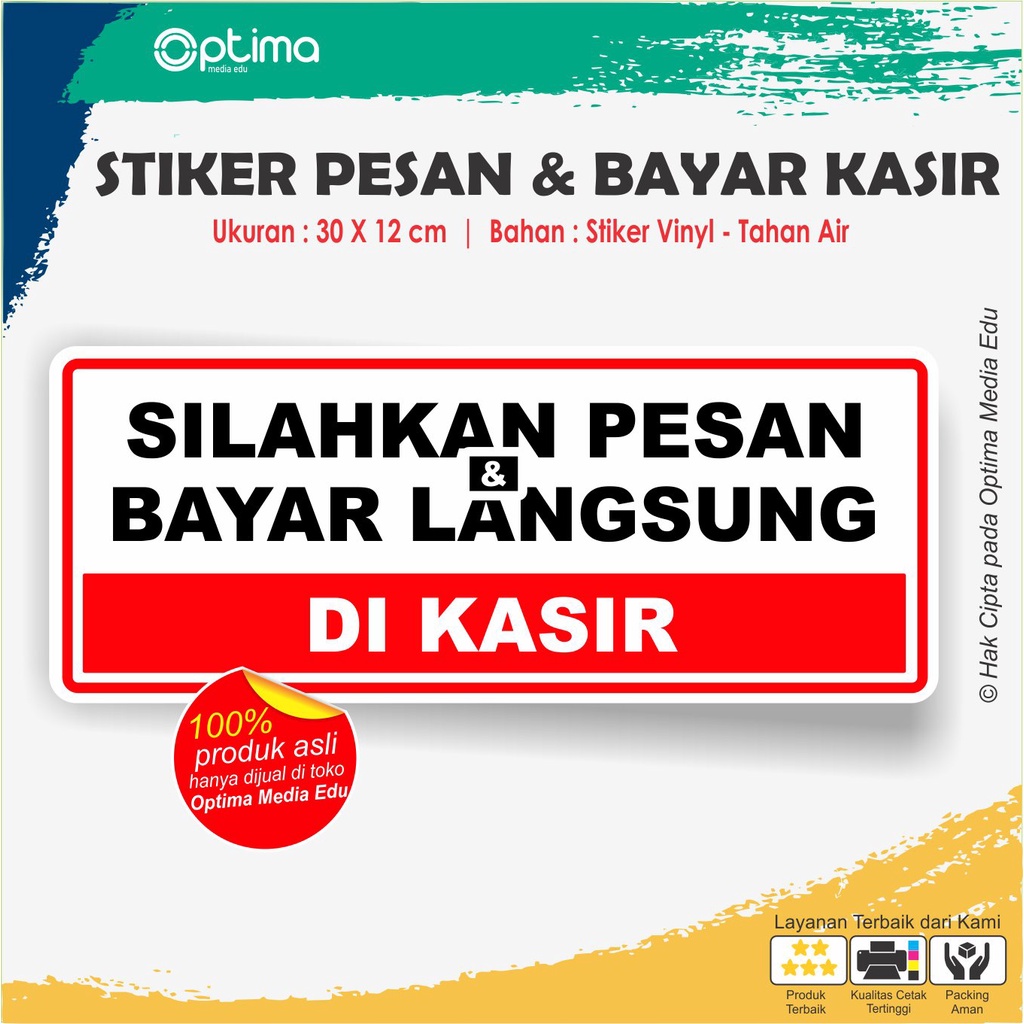 Stiker Pesan dan Bayar dikasir