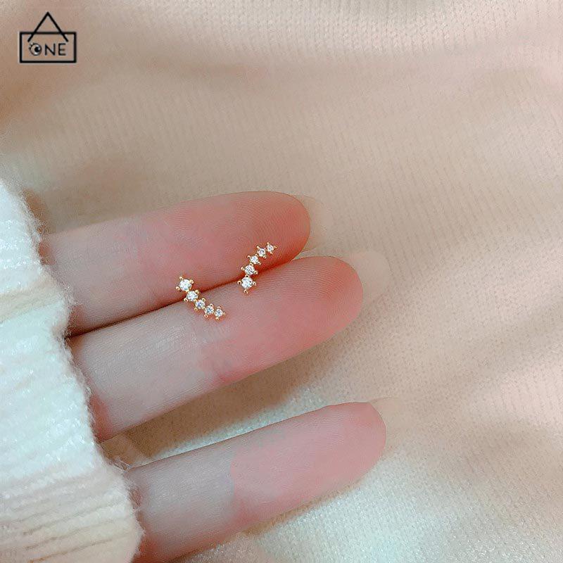 COD❤️Anting Zirkon Set Mikro Sederhana  Baris Kecil Berlian Geometris  Anting Gandum Kecil yang Lucu-A.one