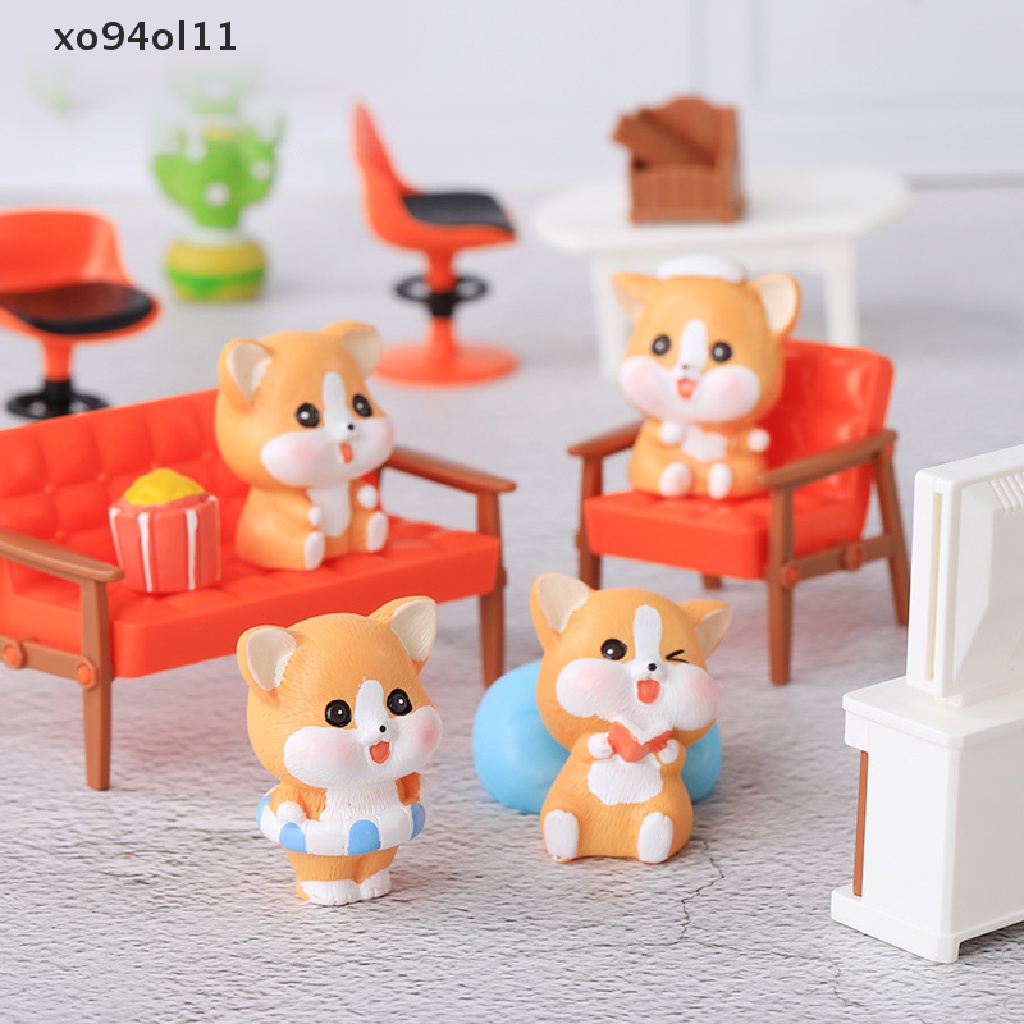 Xo Lucu Miniatur Anjing DIY Hadiah Kerajinan Ornamen Patung Taman Peri Chic Patung Lanskap Mikro Untuk Dekorasi Kue Desktop OL