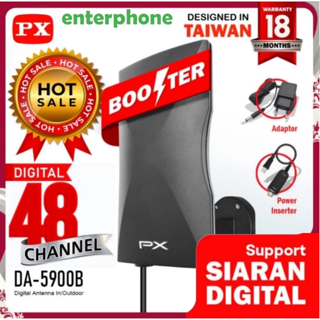 PX DA 5900B Antena TV Digital Analog+Kabel 12M Booster Indoor/Outdoor