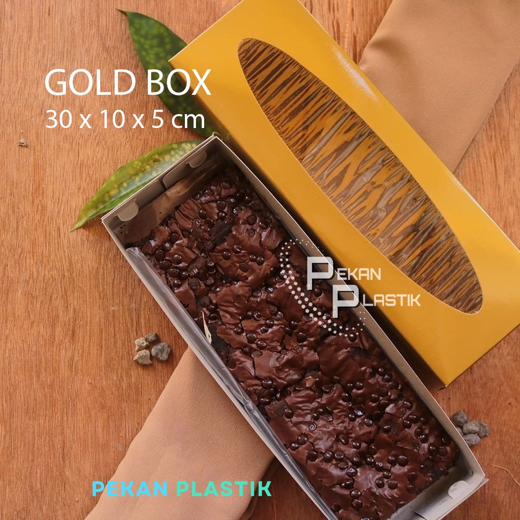 

10 pcs Box Emas 30 x 10 x 5 cm / Mika FujiBox Dus Kue Warna Gold 30x10