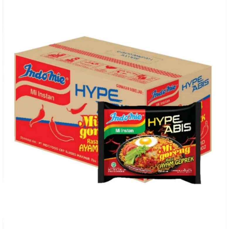 

1 DUS/40 PCS INDOMIE HYPE ABIS MIE GORENG RASA AYAM GEPREK 85 GRAM TS