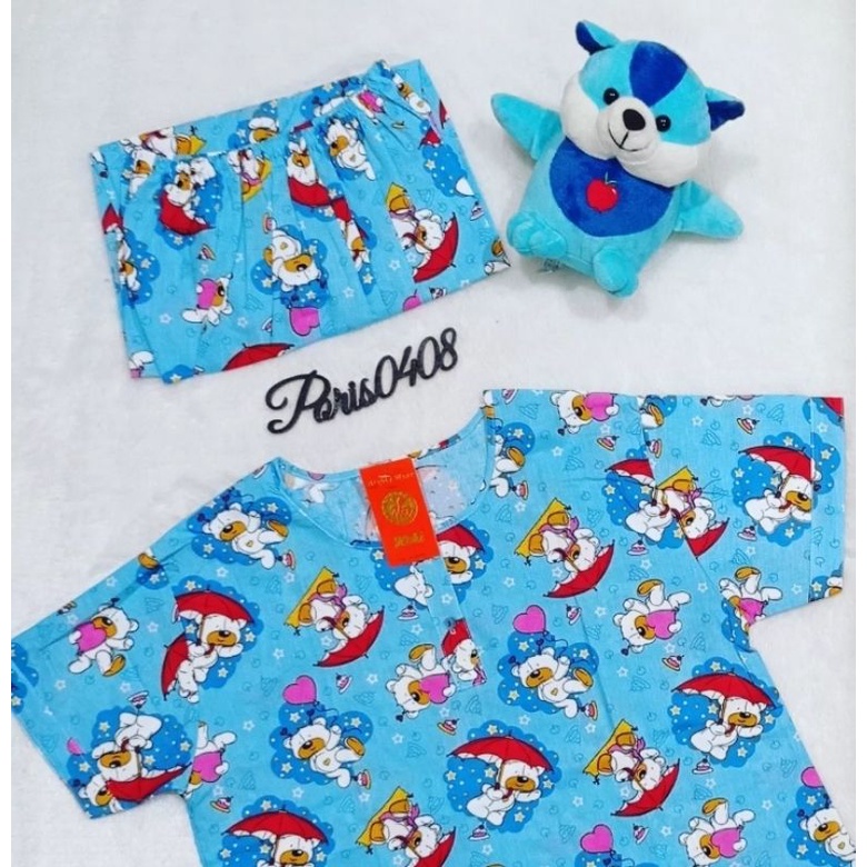 Baju Tidur Katun Wanita Celana 3/4 &quot;HOKI&quot; (bear &amp; umbrella)