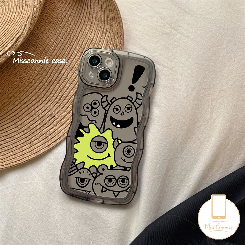 Casing Kartun Wavy Edge Case Oppo A96 A15 A78 A57 A3s A54 A17K A95 A17 A16 A7 A77s A9 A53 A12 A16s A74 A5s A55 A76 A1k A77 A5 A16K A52 Reno 8T 5F 7Z 8 6 Monster Kecil Lucu Lembut Sarung