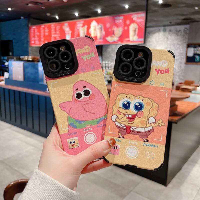 Funny Photo SpongeBob &amp; Patrick Star Soft Case HP iP iPhone 6 6S 7 8 14 + Plus SE 2020 X XS XR 11 12 13 Pro Max New Casing Apple