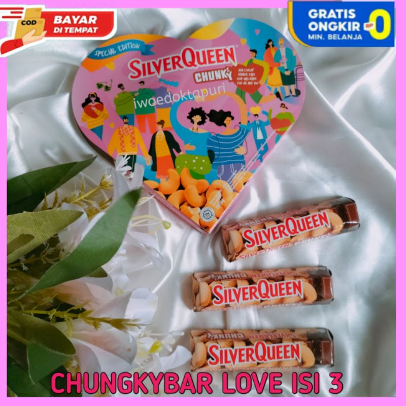 

COD Silverqueen Love Chocolate Chunky Bar Isi 3 Cashew Buy 1 Get 1 Beli 1 Gratis 1 Silverquen 58g 62g bukan 1kg Bite Valentine Untuk Kado Hampers Promo Harga Murah Grosir Free Ongkir