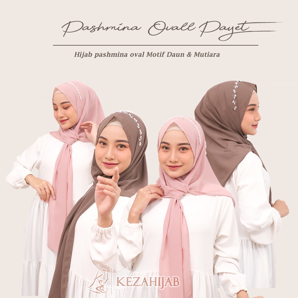 [PART 2] PASHMINA OVAL PAYET - HIJAB PAYET DAUN &amp; MUTIARA