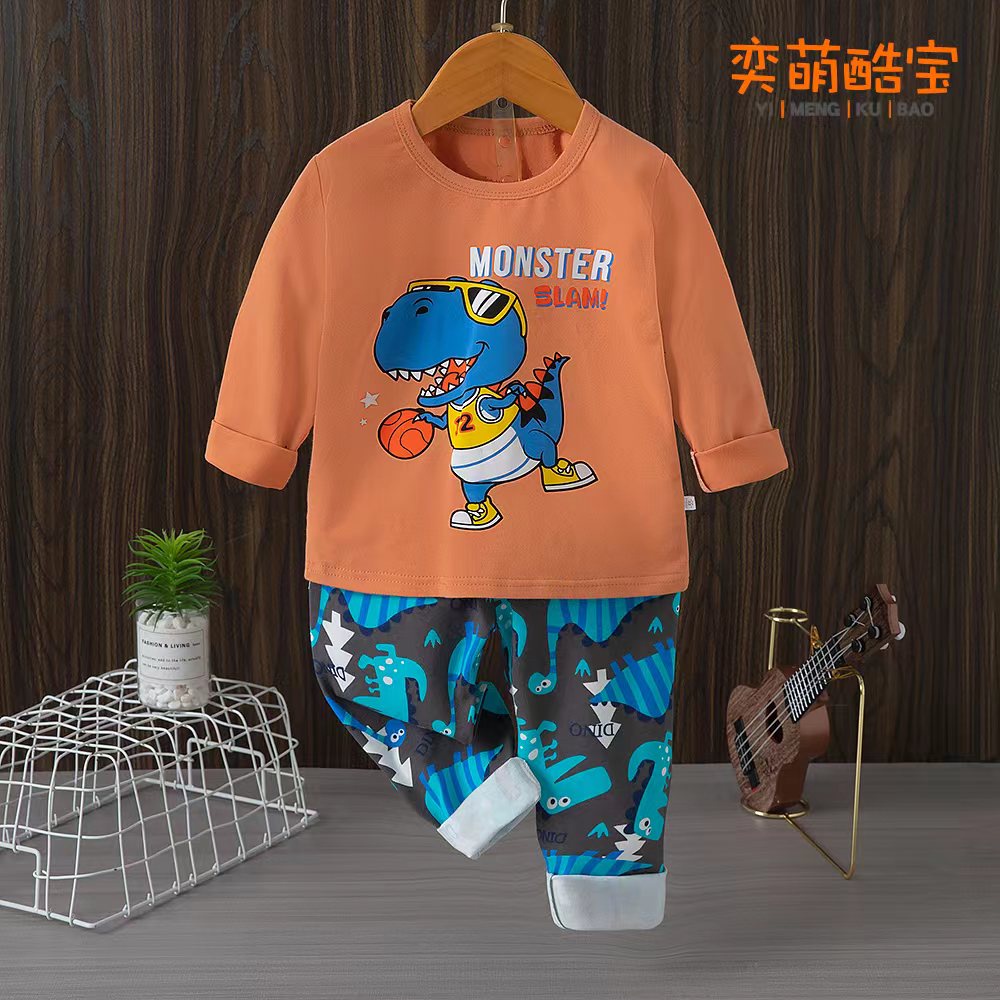 FORSLEEP PP2311 Piyama 1-9T KUBAO Atasan Lengan Panjang Celana Panjang Baju Tidur Anak Laki-Laki IMP