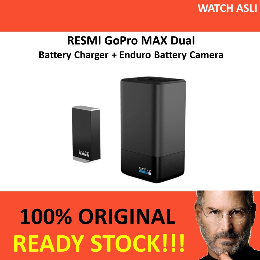 RESMI GoPro MAX Dual Battery Charger + Enduro Battery Camera Original