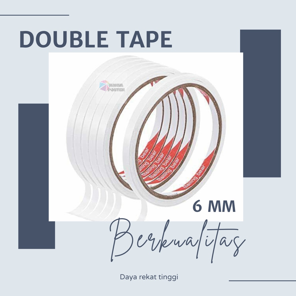 

Double Tape Isolasi 6 mm 15 Meter Solasi Bolak Balik 2 Sisi Two Side 0,5 - 15 Meter - kecil