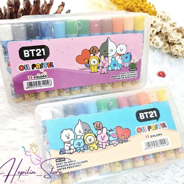 

V33 Crayon ESELON MINI BT21/ Crayon Kecil Eselon / Oil Pastel Mini 12 Warna / Hello Kitty / Frozen PALING BAGUS ヌ