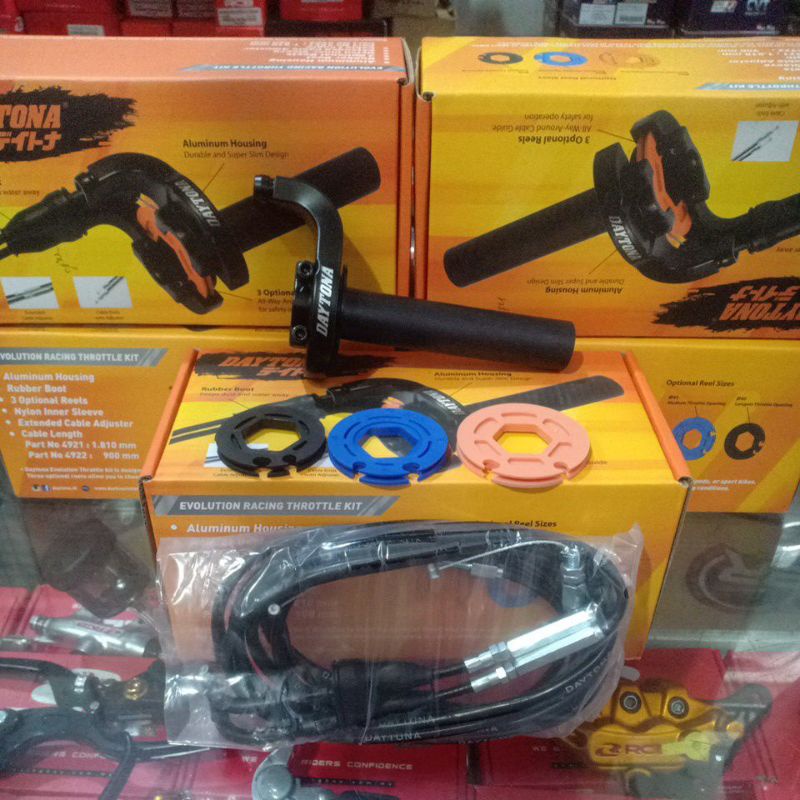 Gas spontan DAYTONA RACING Dua Kabel R15 CBR Vixion Ninja 250 Satria FI Aerox Nmax