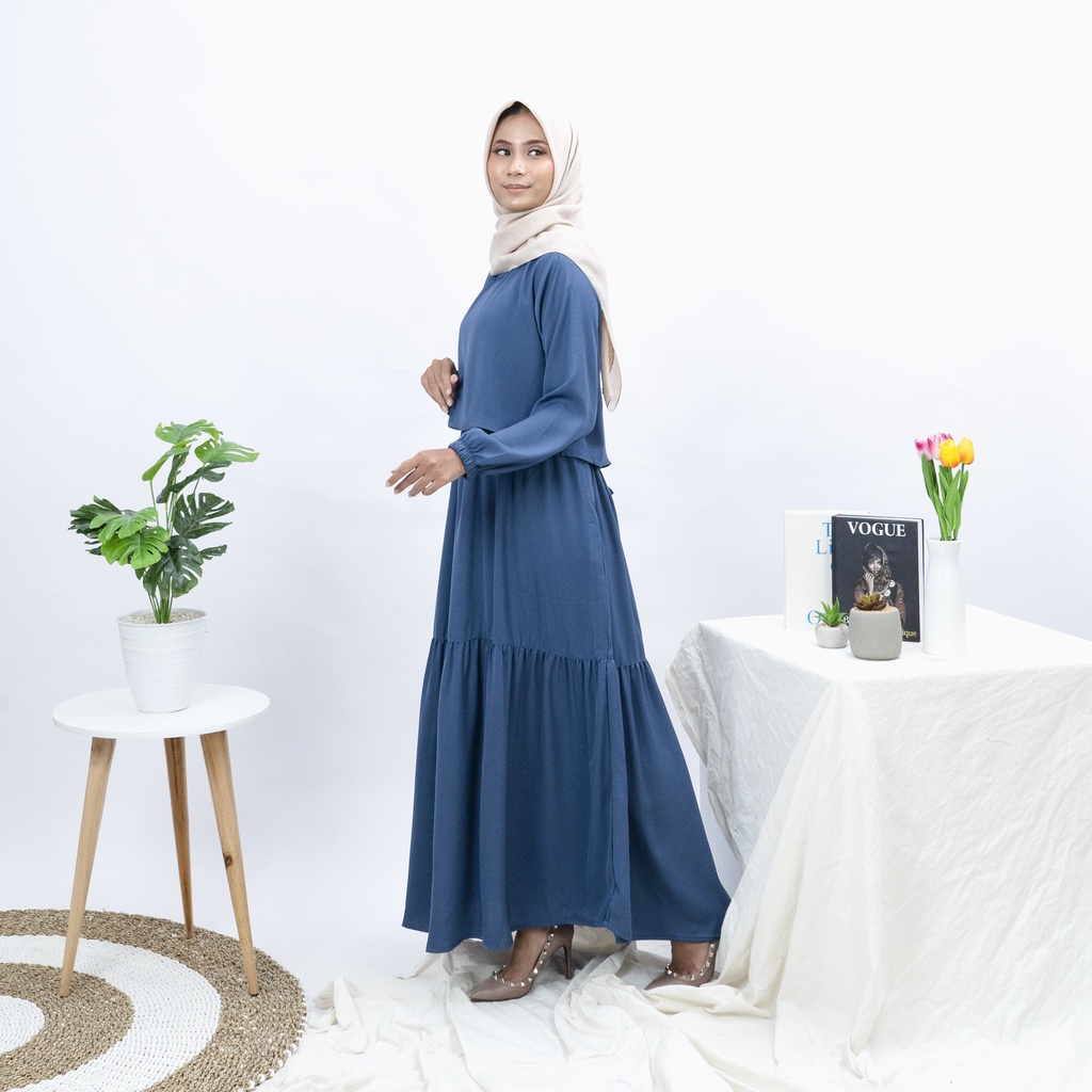 RILLEY - Gamis Clara 2 Dress Panjang Muslim Wanita Rayon Katun Baju Maxi