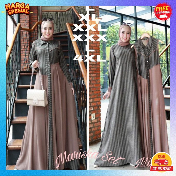 Baju Muslim Wanita Dewasa Gsmis Cewek Import Premium Dress Jumbo Pesta Kondangan Ghamis Maxi Dress B