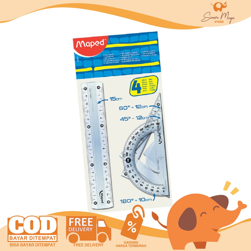 

Maped 4 Piece Geometry Set Penggaris Set Busur Derajat Segitiga Kecil 242815 mini
